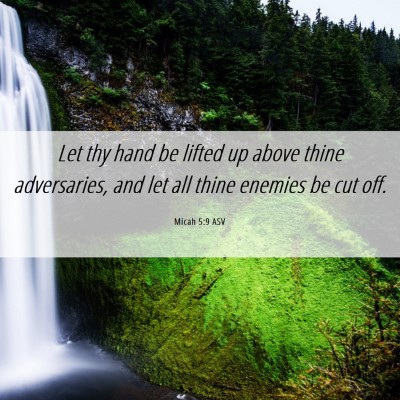 Picture 06 - Micah 5:9 ASV - Let thy hand be lifted up above thine - Bible Verse Picture