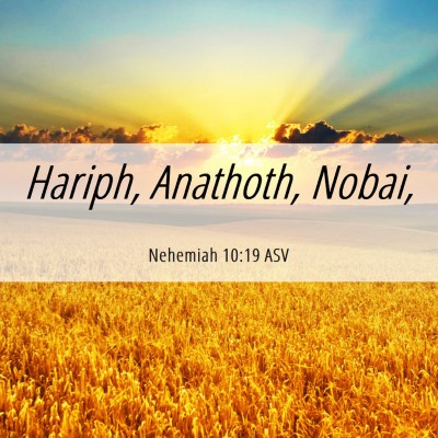 Picture 06 - Nehemiah 10:19 ASV - Hariph, Anathoth, - Bible Verse Picture