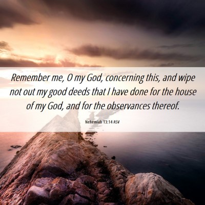 Picture 06 - Nehemiah 13:14 ASV - Remember me, O my God, concerning this, and wipe - Bible Verse Picture