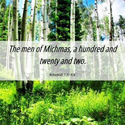 Picture 06 - Nehemiah 7:31 ASV - The men of Michmas, a hundred and twenty and - Bible Verse Picture
