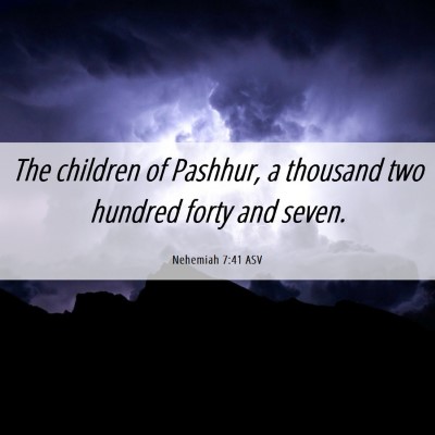 Picture 06 - Nehemiah 7:41 ASV - The children of Pashhur, a thousand two hundred - Bible Verse Picture