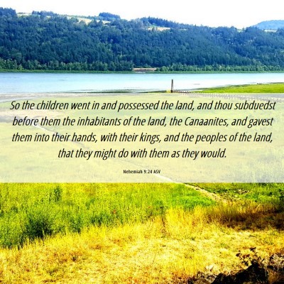 Picture 06 - Nehemiah 9:24 ASV - So the children went in and possessed the land, - Bible Verse Picture