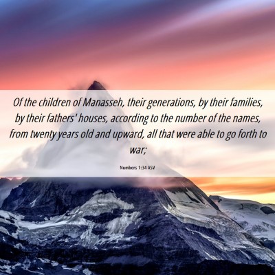 Picture 06 - Numbers 1:34 ASV - Of the children of Manasseh, their generations, - Bible Verse Picture