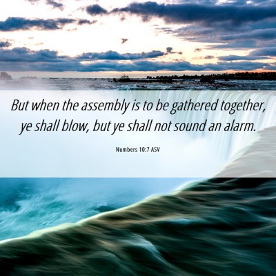Picture 06 - Numbers 10:7 ASV - But when the assembly is to be gathered together, - Bible Verse Picture