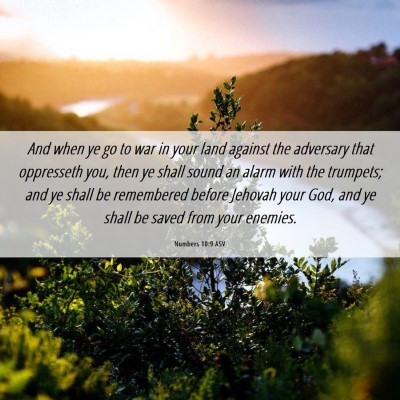 Picture 06 - Numbers 10:9 ASV - And when ye go to war in your land against the - Bible Verse Picture