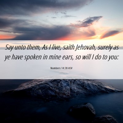 Picture 06 - Numbers 14:28 ASV - Say unto them, As I live, saith Jehovah, surely - Bible Verse Picture