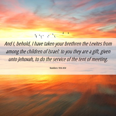 Picture 06 - Numbers 18:6 ASV - And I, behold, I have taken your brethren the - Bible Verse Picture
