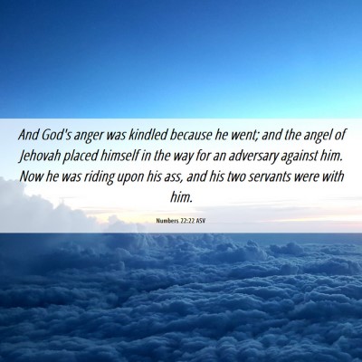 Picture 06 - Numbers 22:22 ASV - And God's anger was kindled because he went; and - Bible Verse Picture