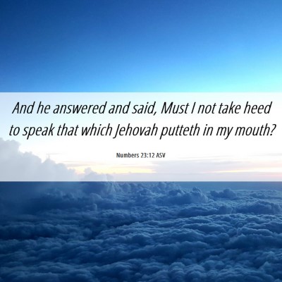 Picture 06 - Numbers 23:12 ASV - And he answered and said, Must I not take heed to - Bible Verse Picture