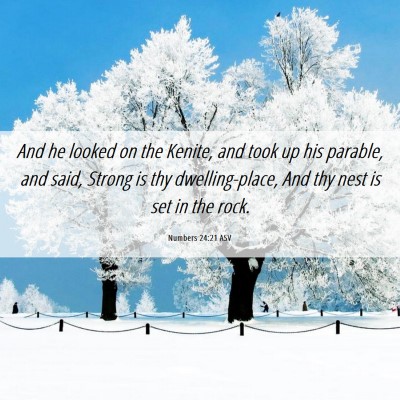 Picture 06 - Numbers 24:21 ASV - And he looked on the Kenite, and took up his - Bible Verse Picture
