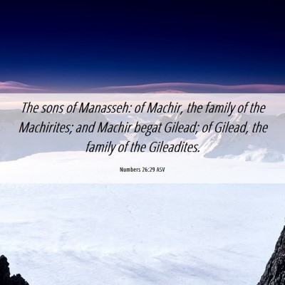 Picture 06 - Numbers 26:29 ASV - The sons of Manasseh: of Machir, the family of - Bible Verse Picture