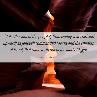 Picture 06 - Numbers 26:4 ASV - `Take the sum of the people', from twenty years - Bible Verse Picture