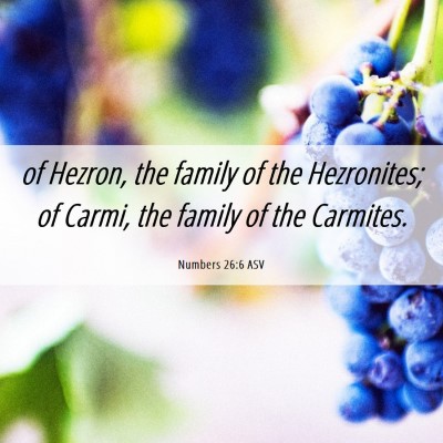 Picture 06 - Numbers 26:6 ASV - of Hezron, the family of the Hezronites; of - Bible Verse Picture
