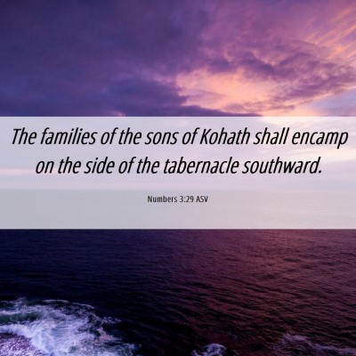 Picture 06 - Numbers 3:29 ASV - The families of the sons of Kohath shall encamp - Bible Verse Picture