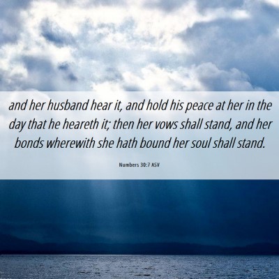 Picture 06 - Numbers 30:7 ASV - and her husband hear it, and hold his peace at - Bible Verse Picture