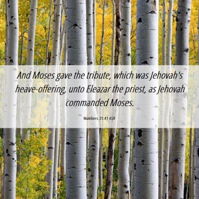 Picture 06 - Numbers 31:41 ASV - And Moses gave the tribute, which was Jehovah's - Bible Verse Picture