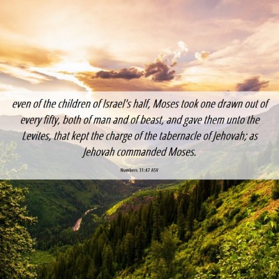 Picture 06 - Numbers 31:47 ASV - even of the children of Israel's half, Moses took - Bible Verse Picture
