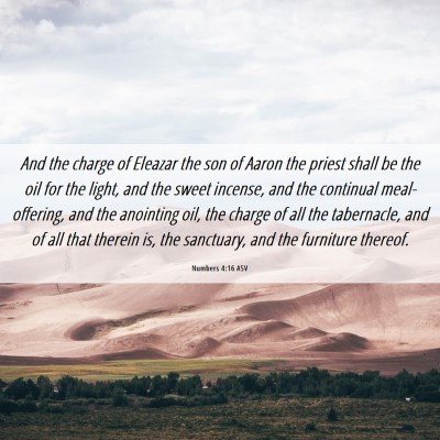 Picture 06 - Numbers 4:16 ASV - And the charge of Eleazar the son of Aaron the - Bible Verse Picture