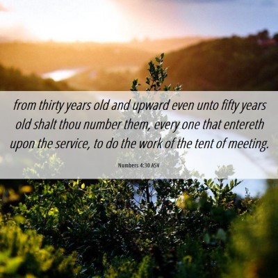 Picture 06 - Numbers 4:30 ASV - from thirty years old and upward even unto fifty - Bible Verse Picture