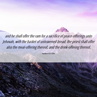 Picture 06 - Numbers 6:17 ASV - and he shall offer the ram for a sacrifice of - Bible Verse Picture