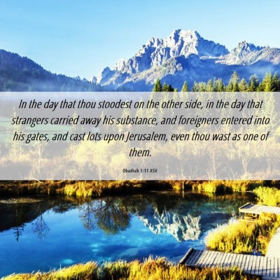 Picture 06 - Obadiah 1:11 ASV - In the day that thou stoodest on the other side, - Bible Verse Picture