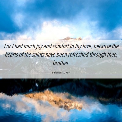Picture 06 - Philemon 1:7 ASV - For I had much joy and comfort in thy love, - Bible Verse Picture