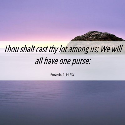 Picture 06 - Proverbs 1:14 ASV - Thou shalt cast thy lot among us; We will all - Bible Verse Picture