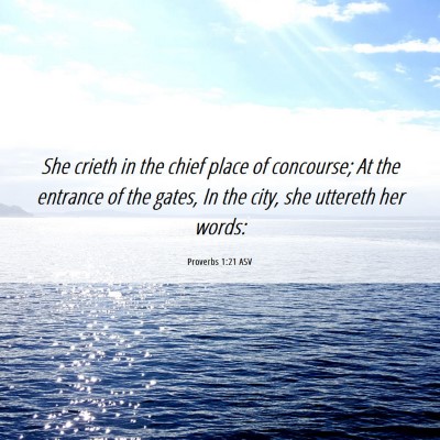 Picture 06 - Proverbs 1:21 ASV - She crieth in the chief place of concourse; At - Bible Verse Picture