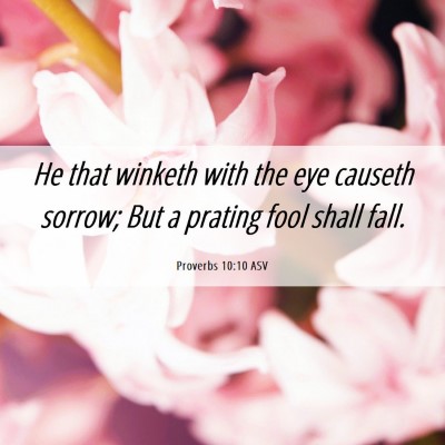 Picture 06 - Proverbs 10:10 ASV - He that winketh with the eye causeth sorrow; But - Bible Verse Picture