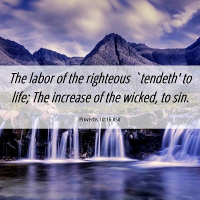 Picture 06 - Proverbs 10:16 ASV - The labor of the righteous `tendeth' to life; The - Bible Verse Picture