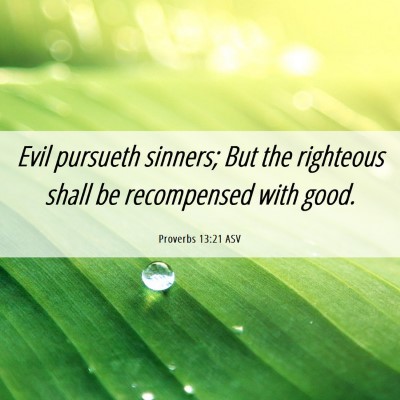 Picture 06 - Proverbs 13:21 ASV - Evil pursueth sinners; But the righteous shall be - Bible Verse Picture