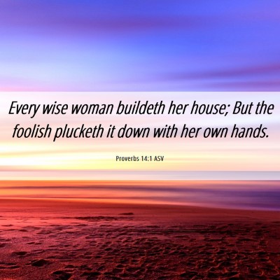 Picture 06 - Proverbs 14:1 ASV - Every wise woman buildeth her house; But the - Bible Verse Picture