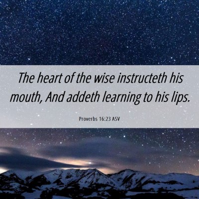 Picture 06 - Proverbs 16:23 ASV - The heart of the wise instructeth his mouth, And - Bible Verse Picture