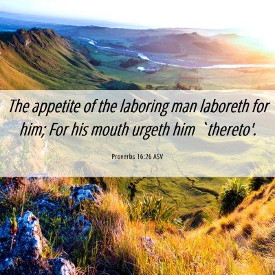 Picture 06 - Proverbs 16:26 ASV - The appetite of the laboring man laboreth for - Bible Verse Picture