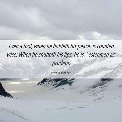 Picture 06 - Proverbs 17:28 ASV - Even a fool, when he holdeth his peace, is - Bible Verse Picture