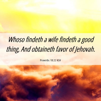 Picture 06 - Proverbs 18:22 ASV - Whoso findeth a wife findeth a good thing, And - Bible Verse Picture