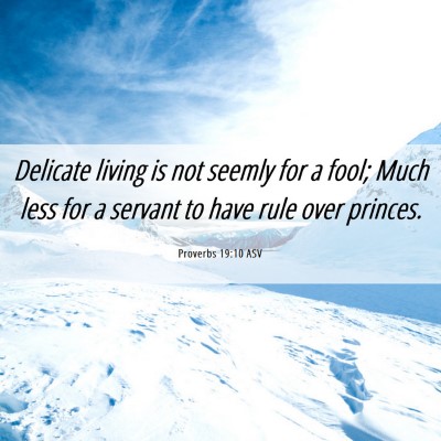 Picture 06 - Proverbs 19:10 ASV - Delicate living is not seemly for a fool; Much - Bible Verse Picture