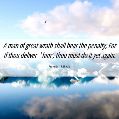 Picture 06 - Proverbs 19:19 ASV - A man of great wrath shall bear the penalty; For - Bible Verse Picture