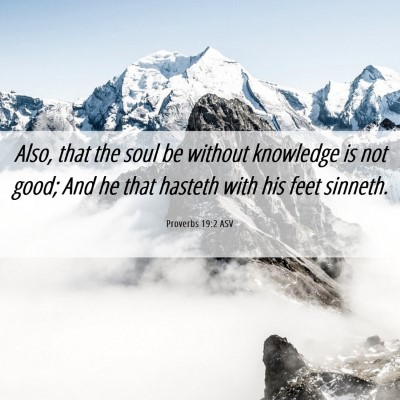 Picture 06 - Proverbs 19:2 ASV - Also, that the soul be without knowledge is not - Bible Verse Picture