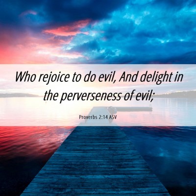 Picture 06 - Proverbs 2:14 ASV - Who rejoice to do evil, And delight in the - Bible Verse Picture
