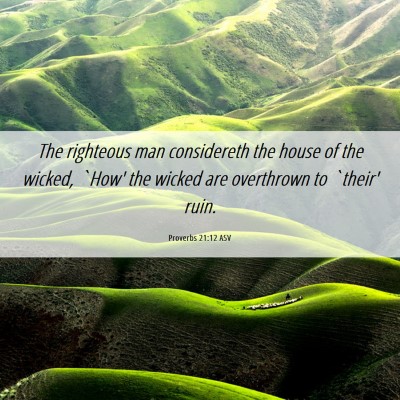 Picture 06 - Proverbs 21:12 ASV - The righteous man considereth the house of the - Bible Verse Picture