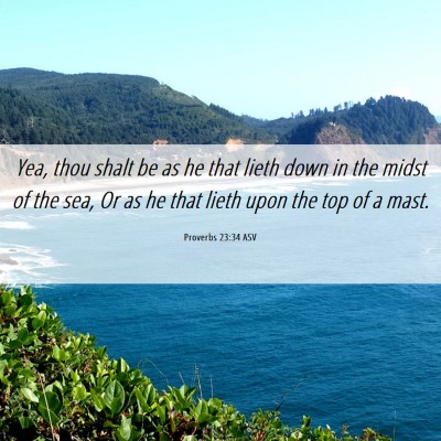 Picture 06 - Proverbs 23:34 ASV - Yea, thou shalt be as he that lieth down in the - Bible Verse Picture