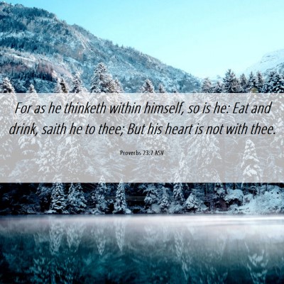 Picture 06 - Proverbs 23:7 ASV - For as he thinketh within himself, so is he: Eat - Bible Verse Picture