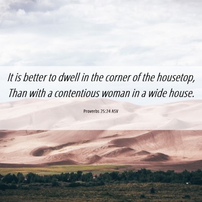 Picture 06 - Proverbs 25:24 ASV - It is better to dwell in the corner of the - Bible Verse Picture