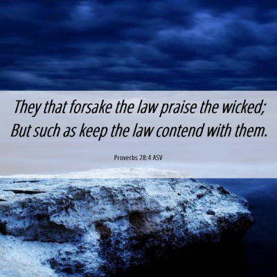 Picture 06 - Proverbs 28:4 ASV - They that forsake the law praise the wicked; But - Bible Verse Picture