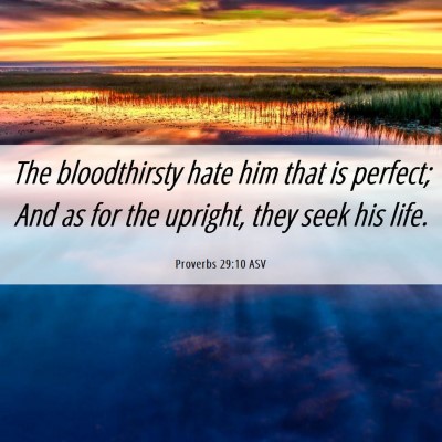Picture 06 - Proverbs 29:10 ASV - The bloodthirsty hate him that is perfect; And as - Bible Verse Picture