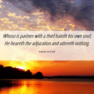 Picture 06 - Proverbs 29:24 ASV - Whoso is partner with a thief hateth his own - Bible Verse Picture