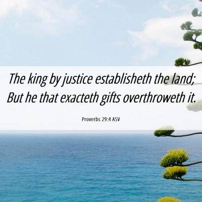 Picture 06 - Proverbs 29:4 ASV - The king by justice establisheth the land; But he - Bible Verse Picture