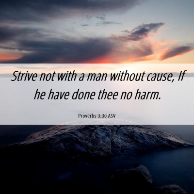 Picture 06 - Proverbs 3:30 ASV - Strive not with a man without cause, If he have - Bible Verse Picture