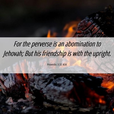 Picture 06 - Proverbs 3:32 ASV - For the perverse is an abomination to Jehovah; - Bible Verse Picture
